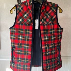 J crew tartan mountain puffer vest XXS . NWT